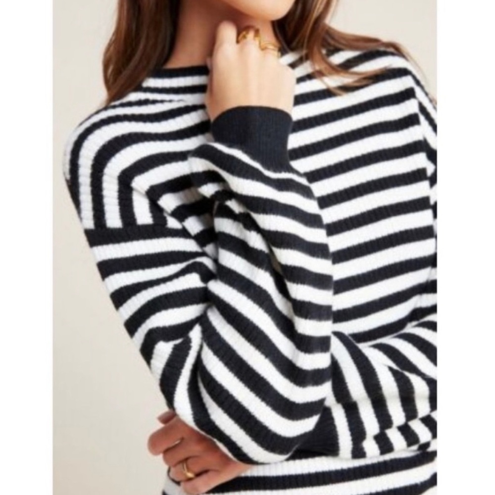 Anthropologie Black and White Striped Sweater